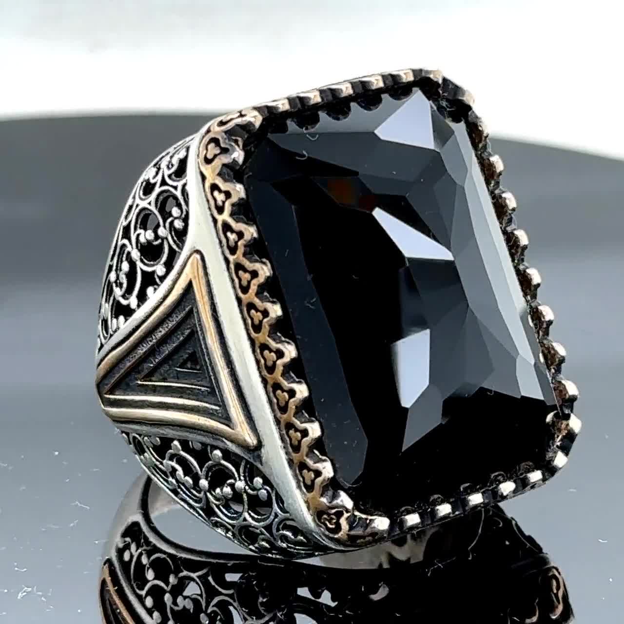 14号】モーブッサン メンズ 指輪 リング ブラックダイヤ オニキス