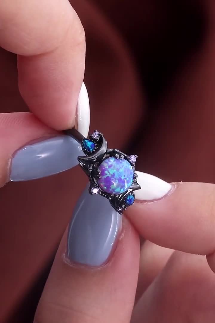 PDPAOLA＊ツインリング 2個セット【送料関税込】 Special Lavender Opal Ring Star Moon Ring 14K Black Gold