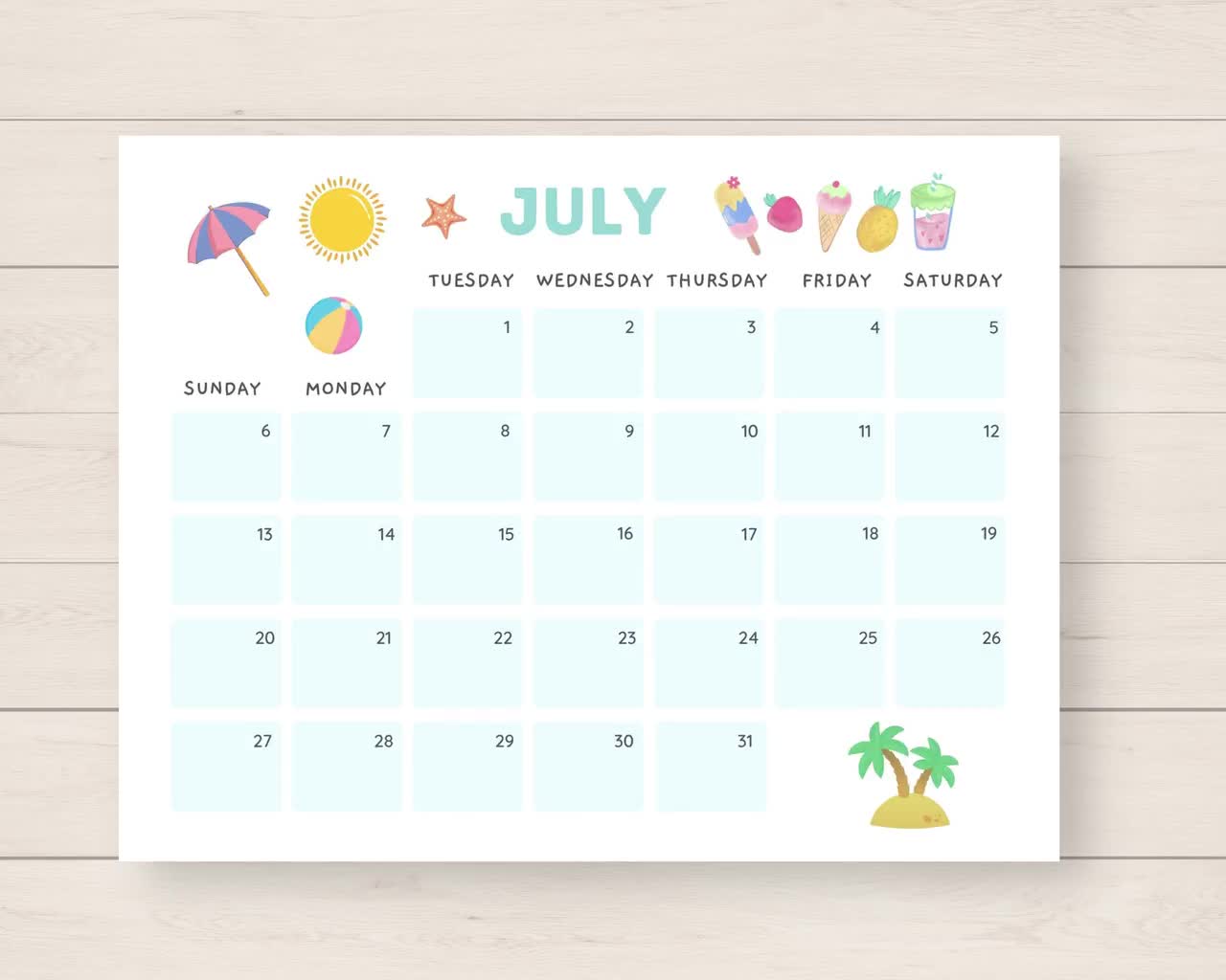 2025 Summer Calendar Printable Word Puzzle angie marabel