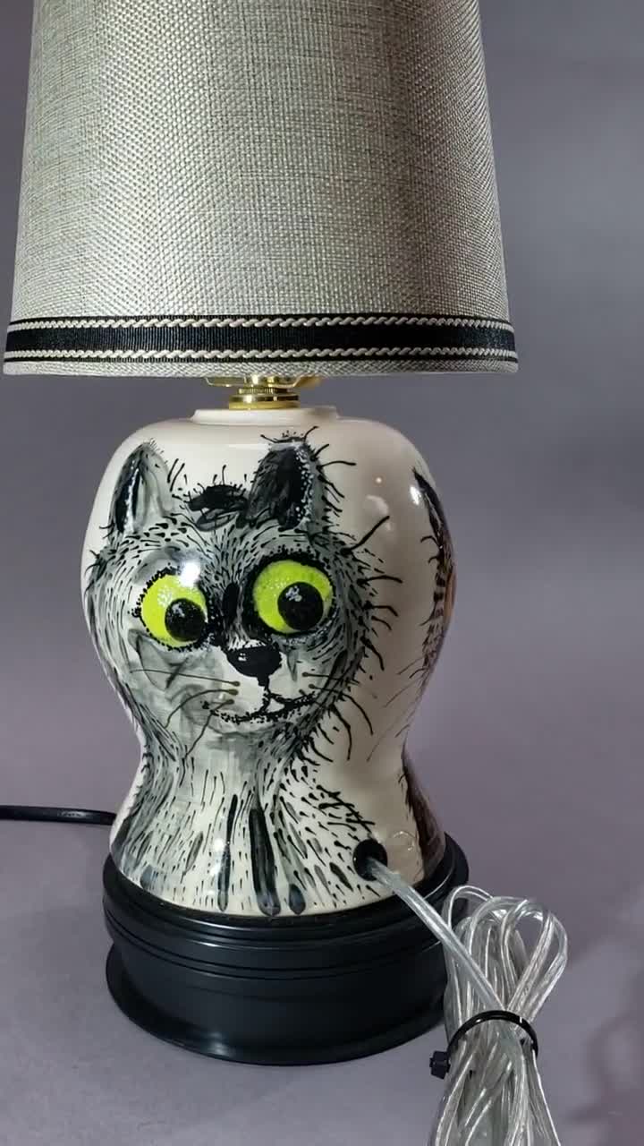 Misty- Gray outlets Cat Lamp (Painted)