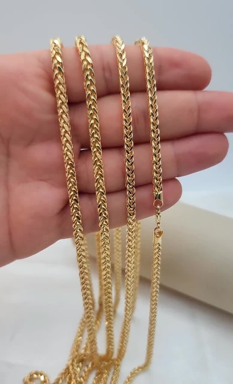 14K Gold Palme Halskette, Weizen Fuchsschwanz Palme, Franco Kette Halskette, 2mm 3mm 4mm Gliederkette Halskette, Männer Frauen Halskette, Choker Unisex