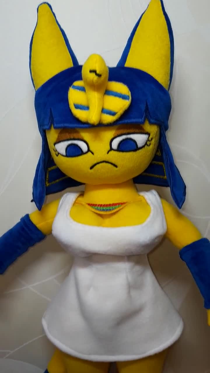 Ankha in a white dress. Animal Crossing. Large plush toy. 25 inch