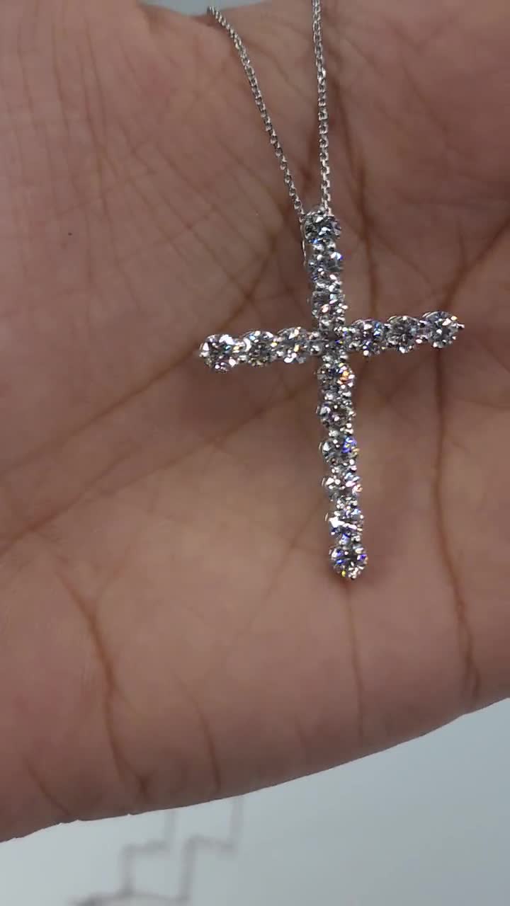 2 Ct Diamond Cross Necklace, 14K Gold Lab Grown Diamond