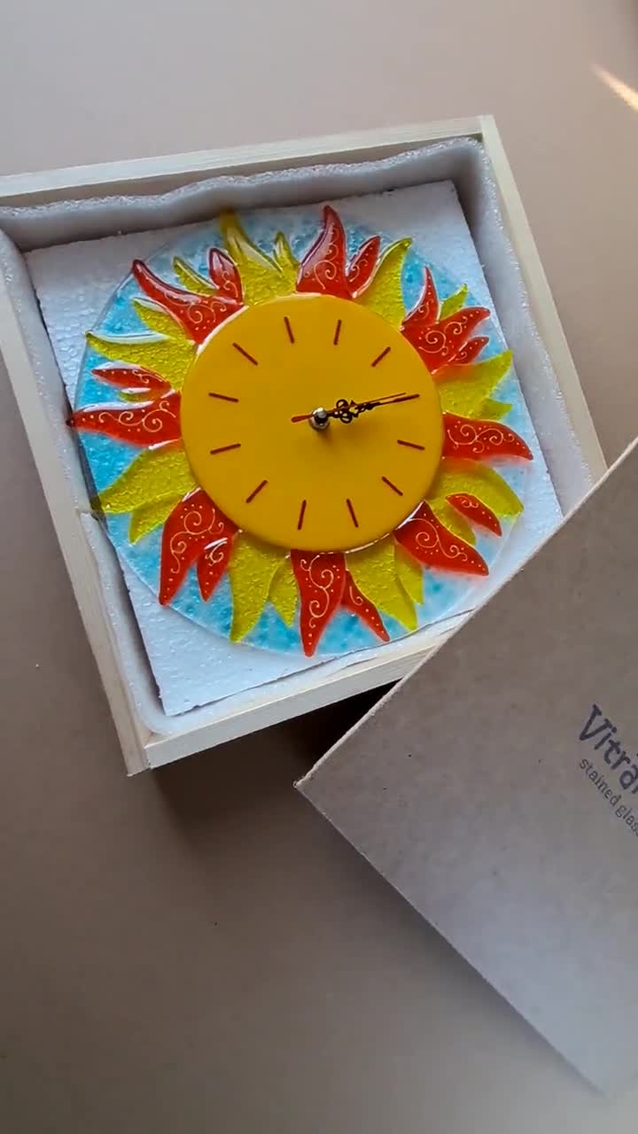 Island Sunrise Fused Glass buying Wall Clock