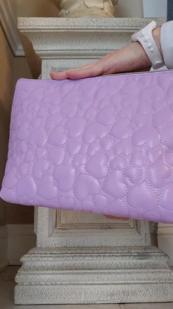 Juicy Couture Travel Cosmetic Bag Purple Wi5h Quilted Hearts