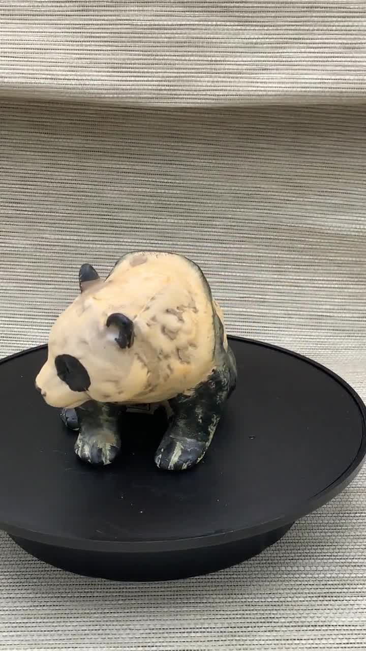 【美品】パンダ　陶器　手描き　人形　置物　インテリア　工芸品　美術品　A3323 ヴィンテージ UCTCI パンダの置物、手描き陶器製コレクターズアイテム