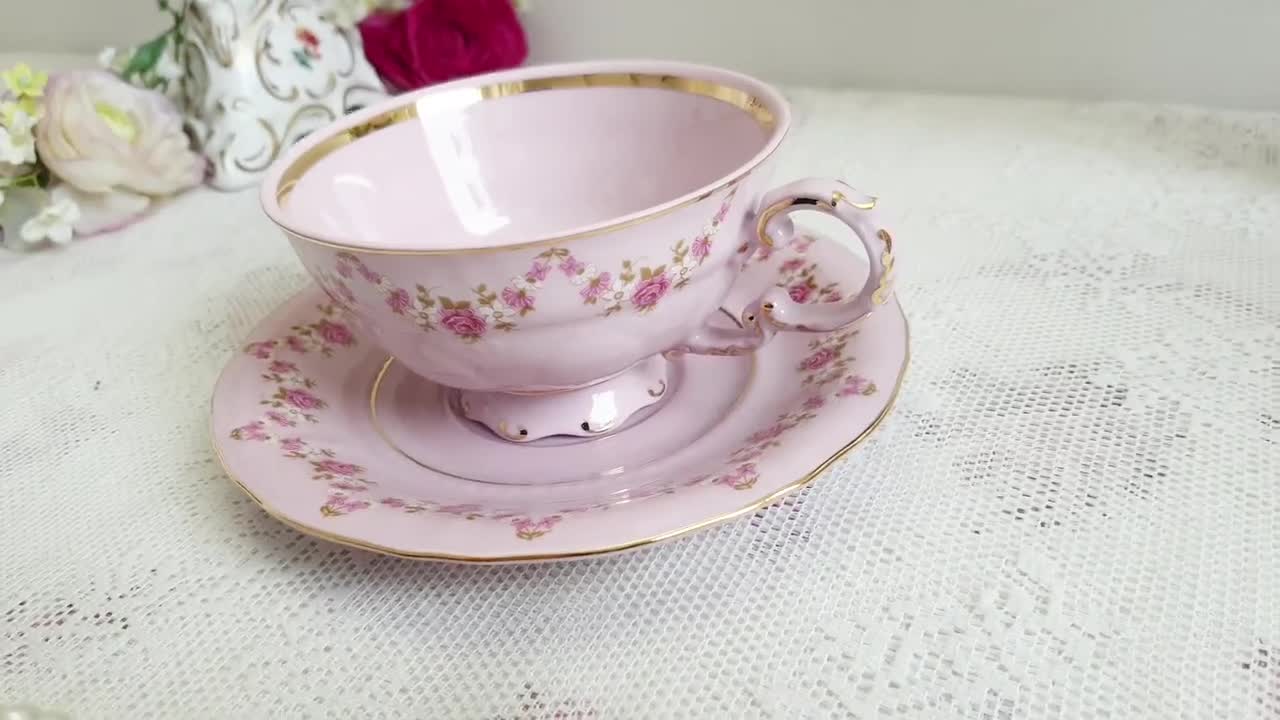 Juego de té vintage porcelana eslava porcelana rosa juego de tazas de té  HCH tazas de té porcelana rosa juego de té vintage platillo de taza de té  vintage -  México
