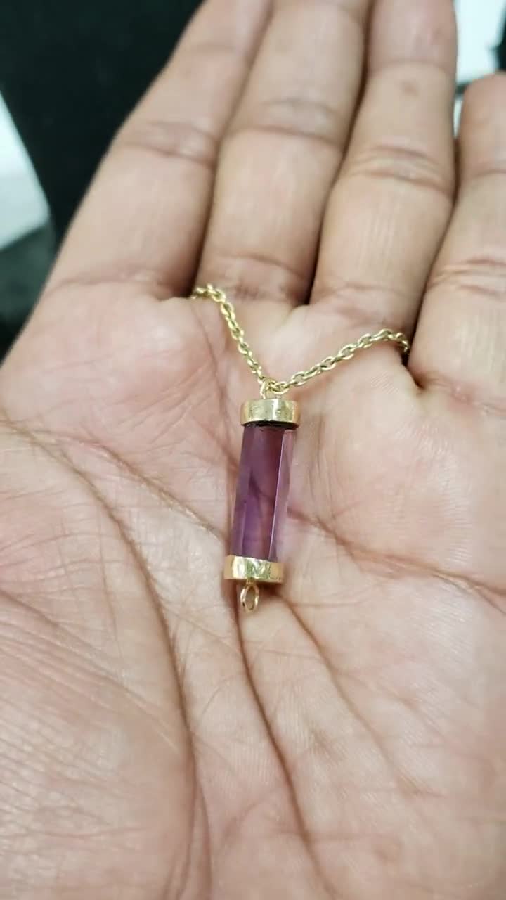 14KゴールドAAAアメジストクォーツコネクタ：ハンドメイドペンシル