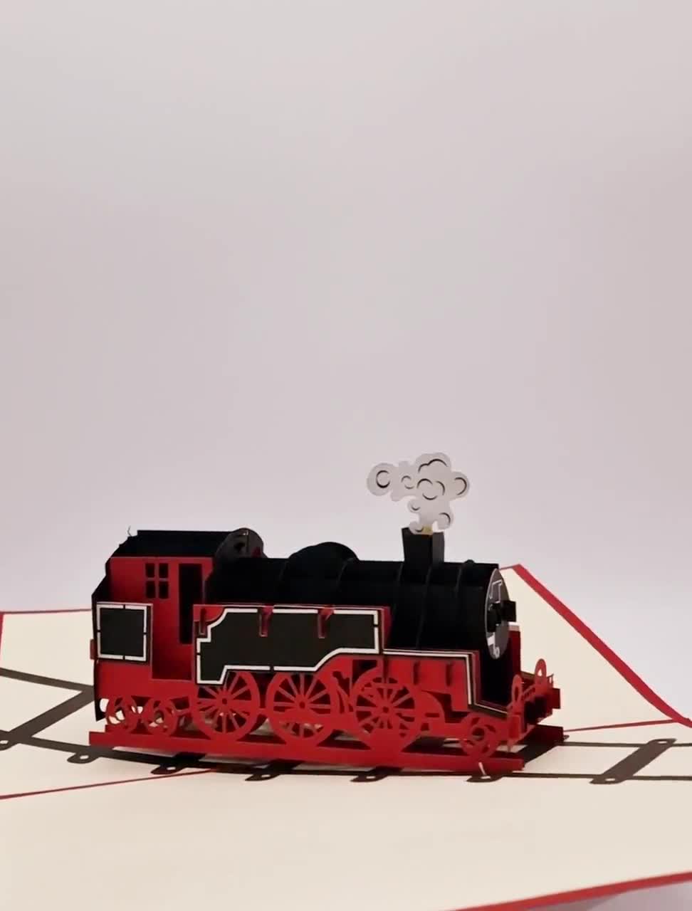 Biglietto Pop-up 3D A Forma Di Treno A Vapore – Cartolina Pieghevole Con Locomotiva, Idea Regalo Per Appassionati Di Ferrovie, Compleanni O Viaggi - 5