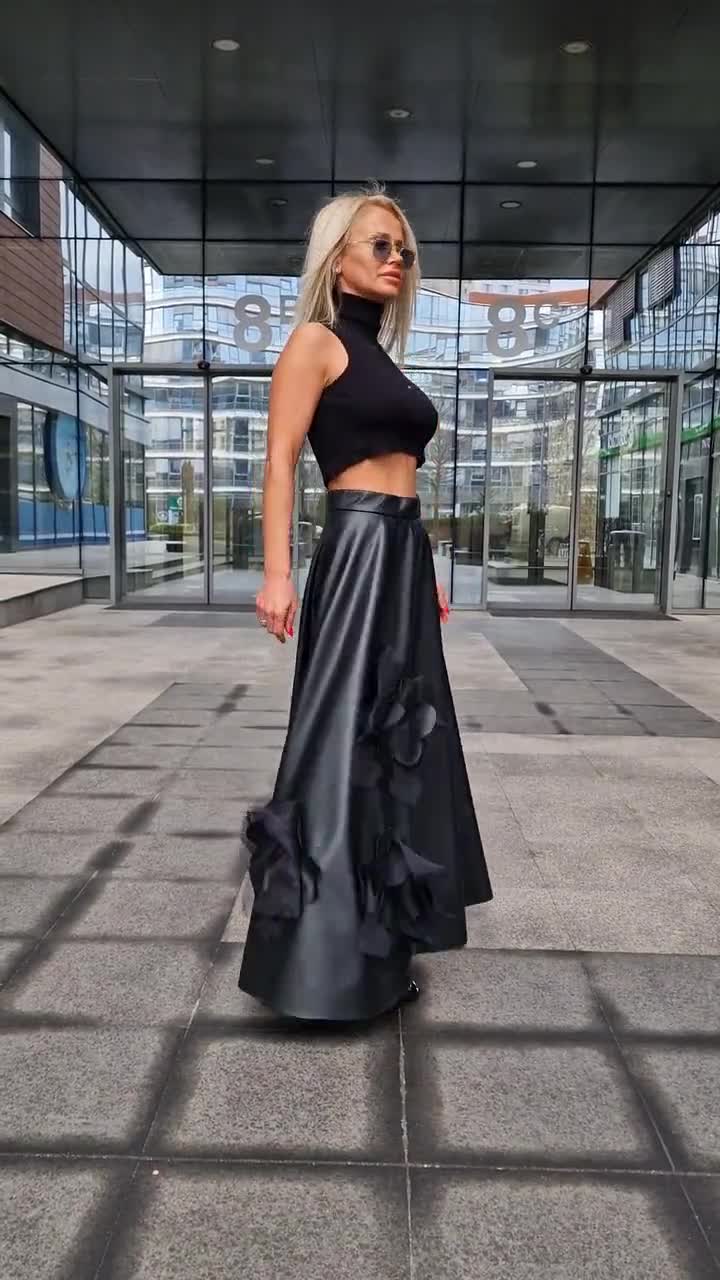 【INCHANT ME】Matte Leather High Waist Long Skirt Amazon.com: Women Long Skirt High Waist Pu Leather Tight