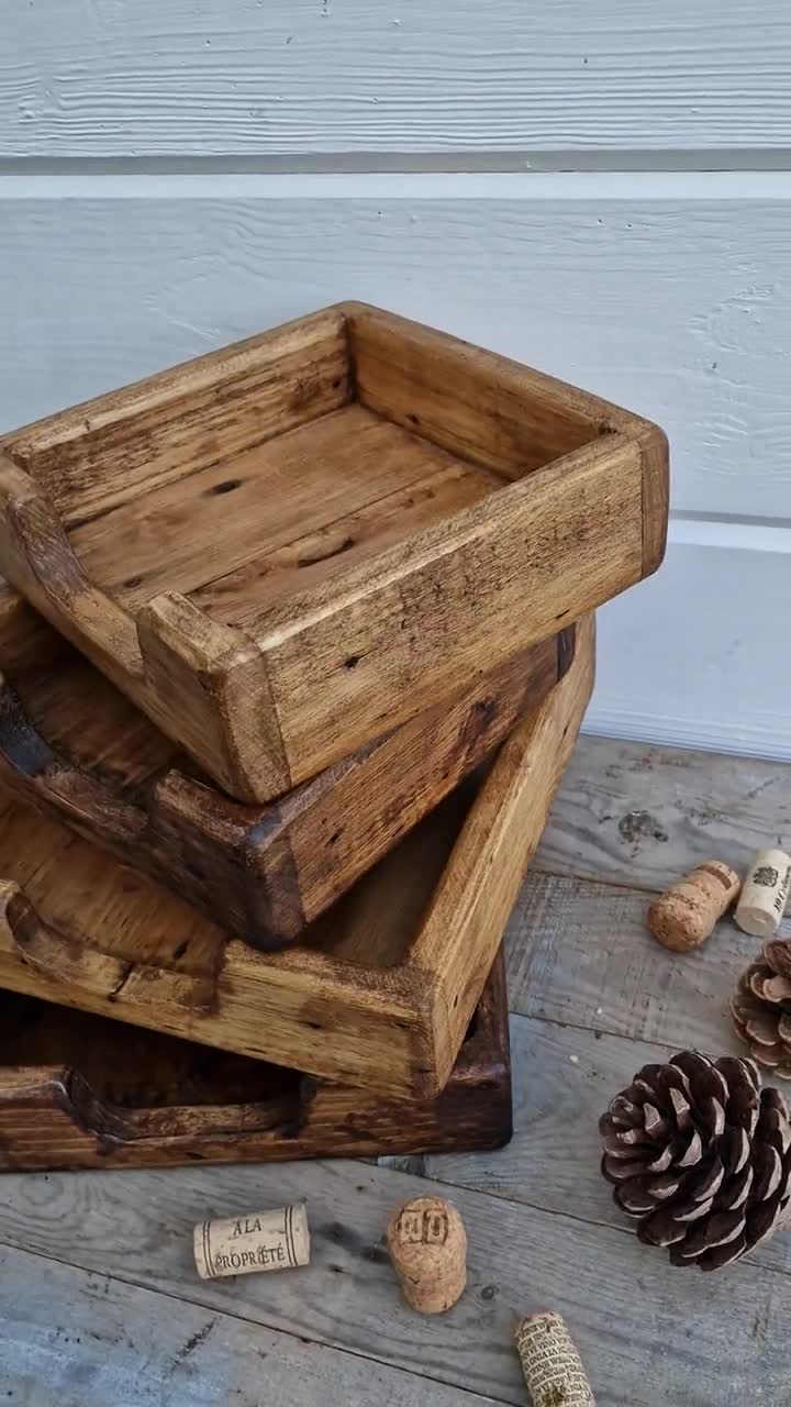 Rustic Wooden Napkin Holder - Farmhouse Style Standing Design For Table, Brown