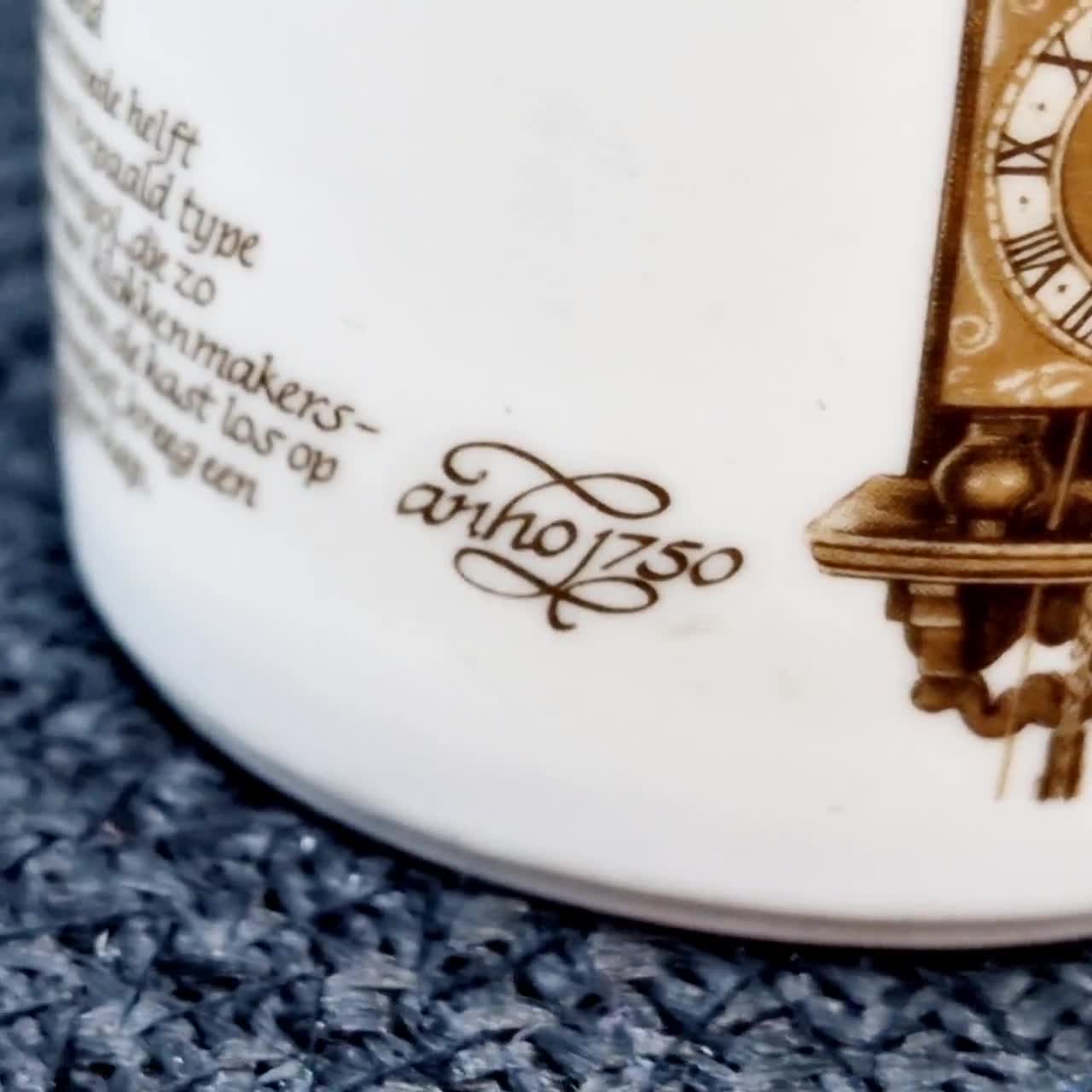 Lot De 2 Tasses à Café Mitterteich Motif Horloge - Porcelaine Brun/blanc