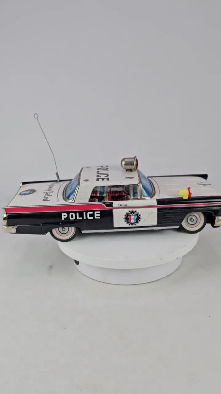 Vintage Japanese Tinplate Police Toy Car - Collectible Toy - 1950s