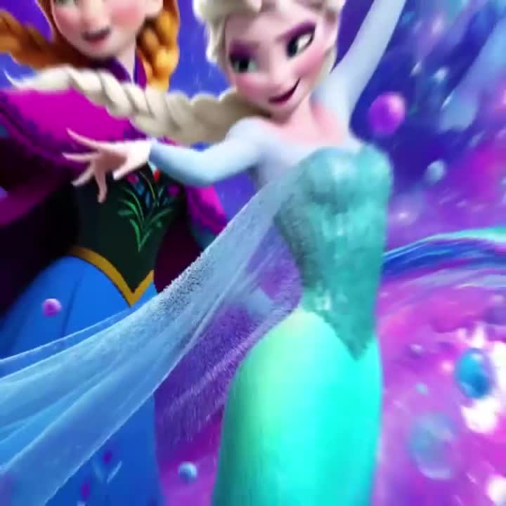 4 PNG Elsa and Anna Frozen Splash and Watercolor Digital