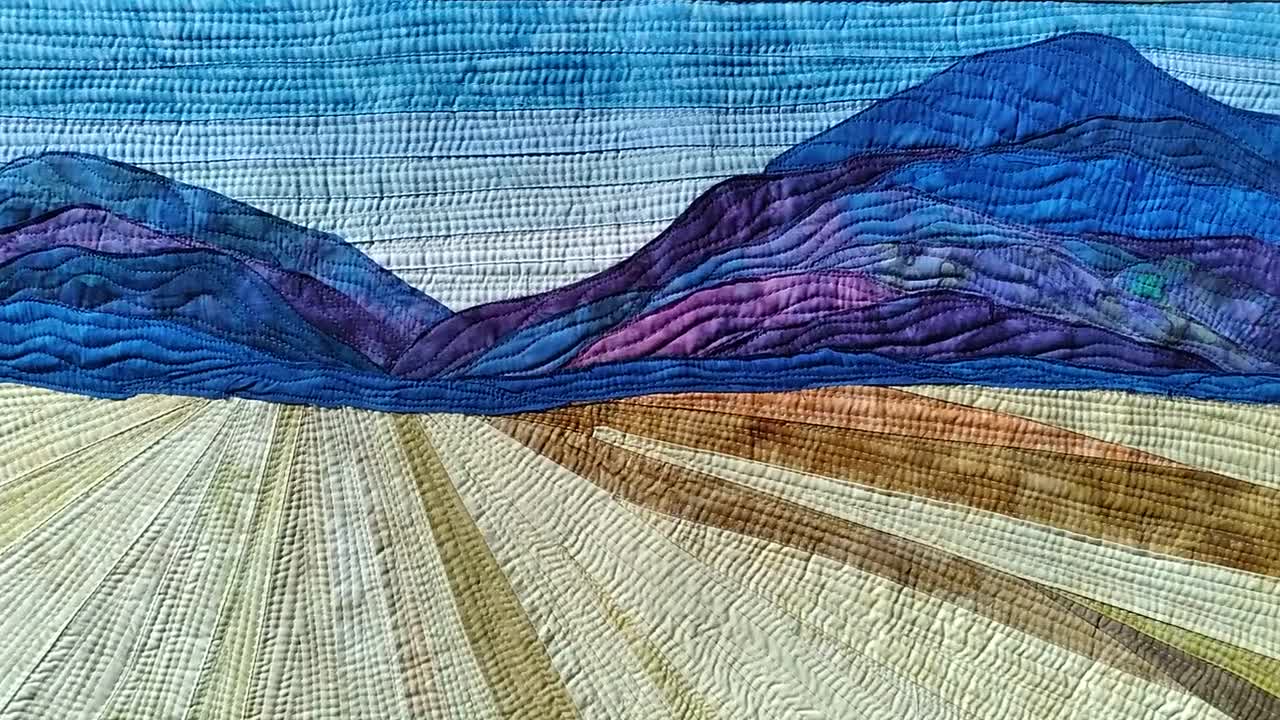 Autumn landscape art quilt, mountain quilt, fabric art, hanging landscape quilt, quilting arts, fiber art popular wall hanging, artistic landscape