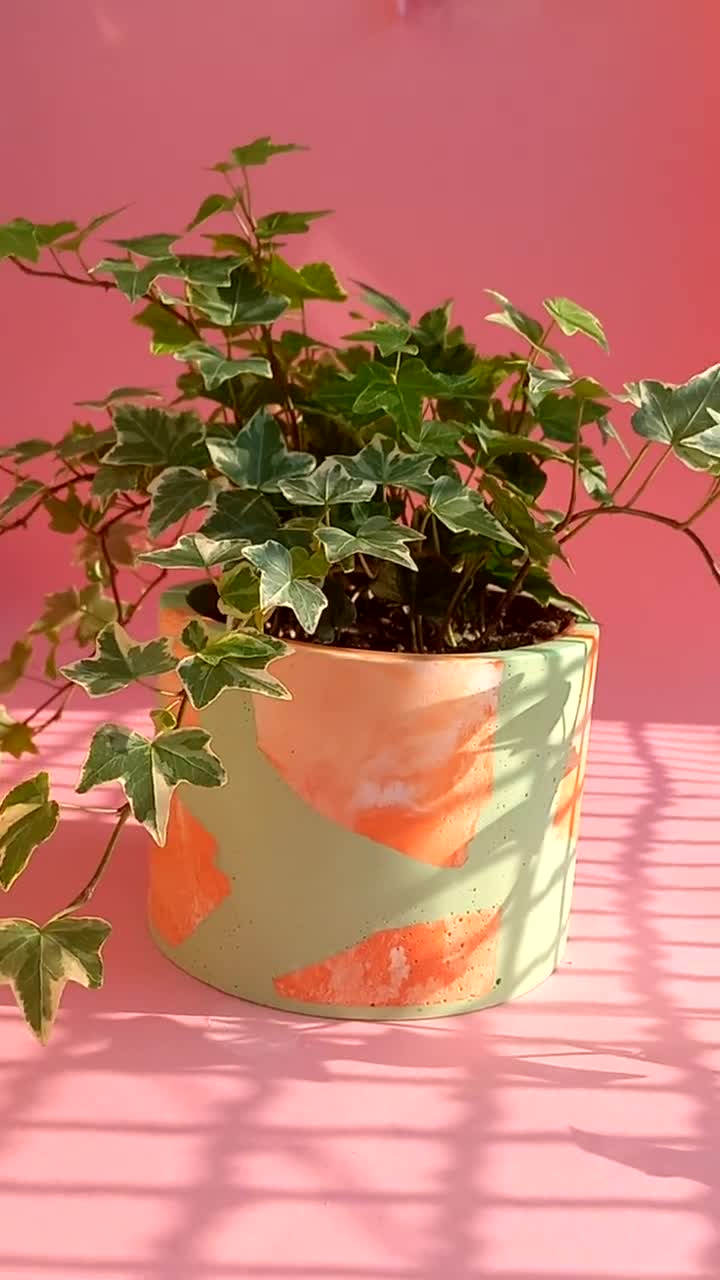 テラゾー植木鉢カバー / ライトグリーンテラゾー植木鉢 - Etsy 日本