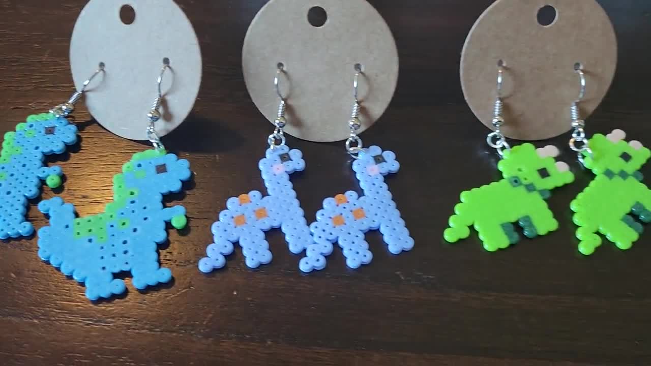 Dinosaur Mini Perler Bead Earrings - Etsy