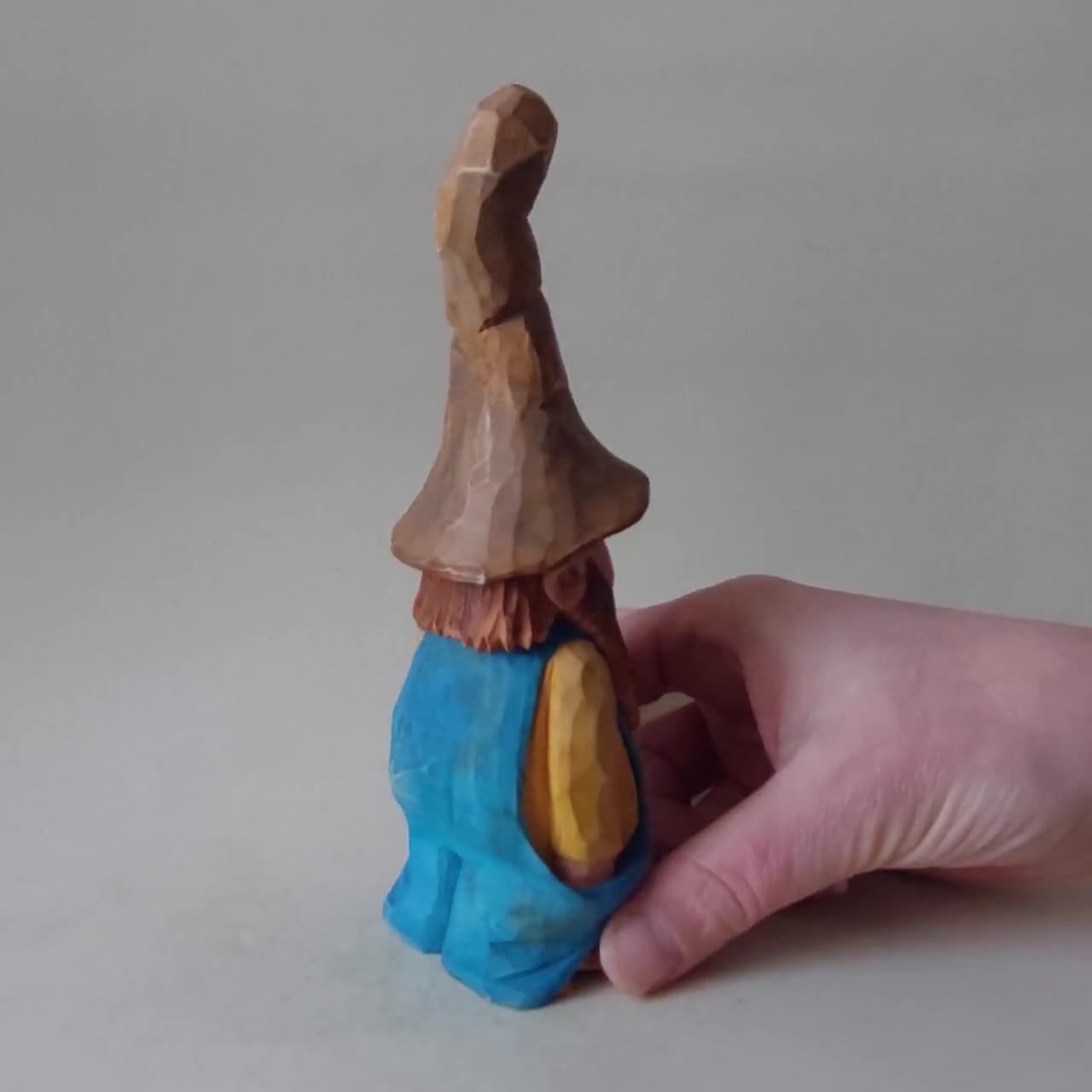 Wood Carving - Hillbilly high quality Figure - Hand Carved Hillbilly - Farmer Statuette - Folk Art - Gnome - Elf - Hand Painted