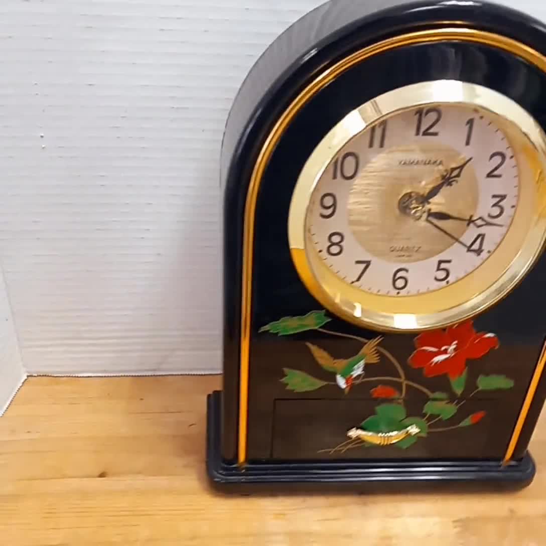 Vintage Yamanaka Mantel Clock: Lacquered Bird & Hibiscus Decor - Etsy