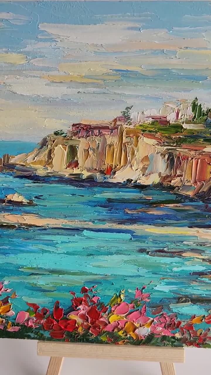 イタリア絵画 シチリア絵画 トンナーラ絵画 海景画 壁アート 8 x 10