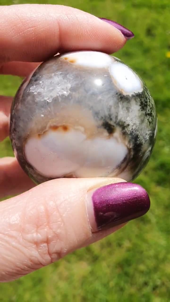 64㍉ オーシャンジャスパー スフィア エイスベイン 8th vein OJ Rare 8th Vein Ocean Jasper Sphere / 8 Vein OJ Druzy Sphere / High