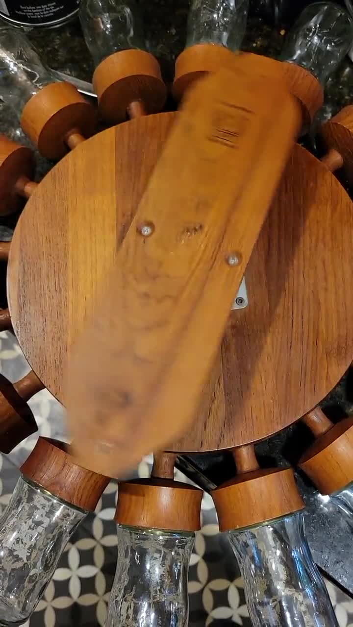 Digsmed Spice Rack Denmark Signed Carved Teak Spice Wheel Danish