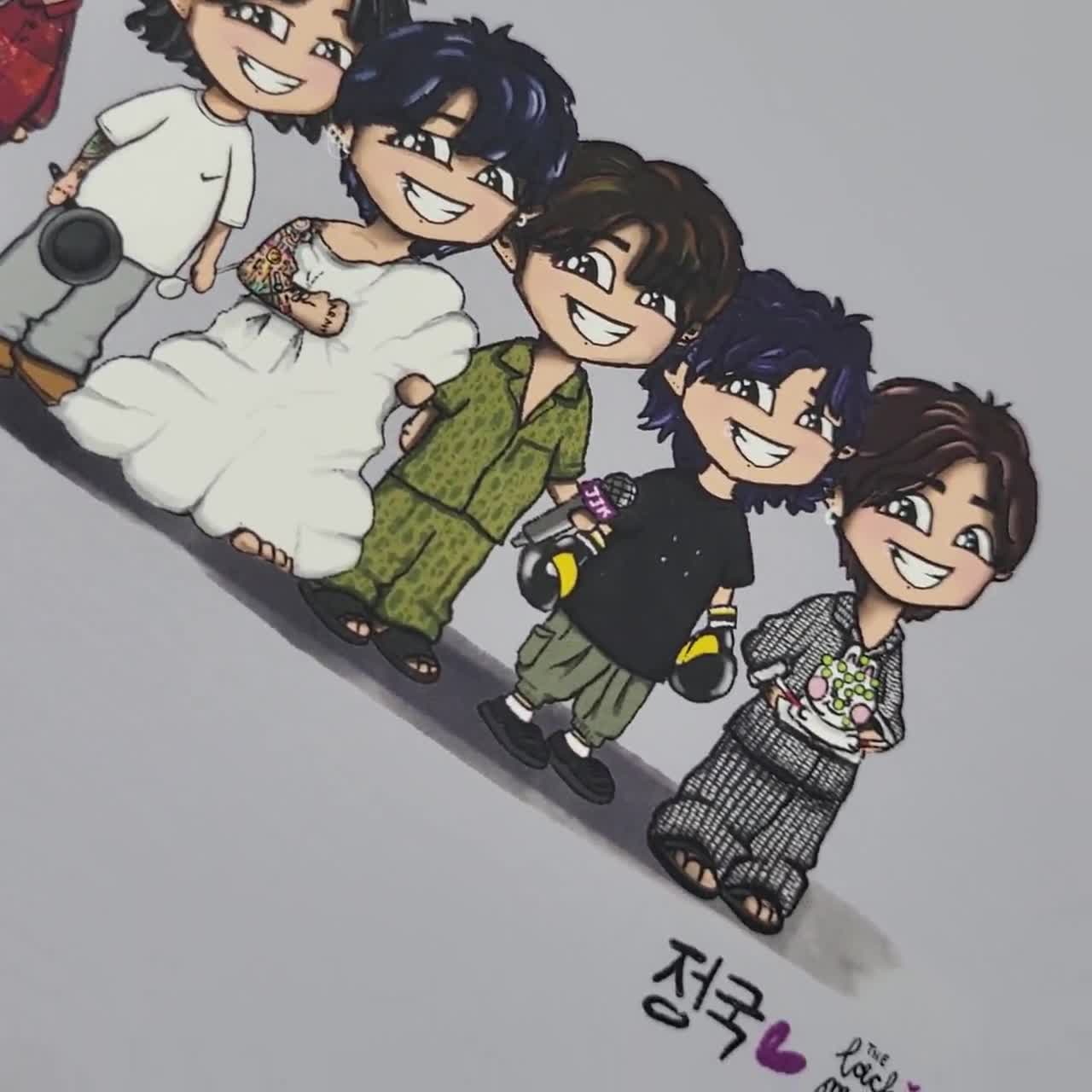 Jungkook Lives Lineup Print, Cute JK Print, BTS Cute Art Print