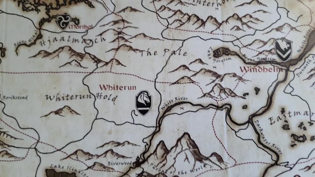 Skyrim Map Print: Tamriel Elder Scrolls Wall Art Poster, image size:1280x720