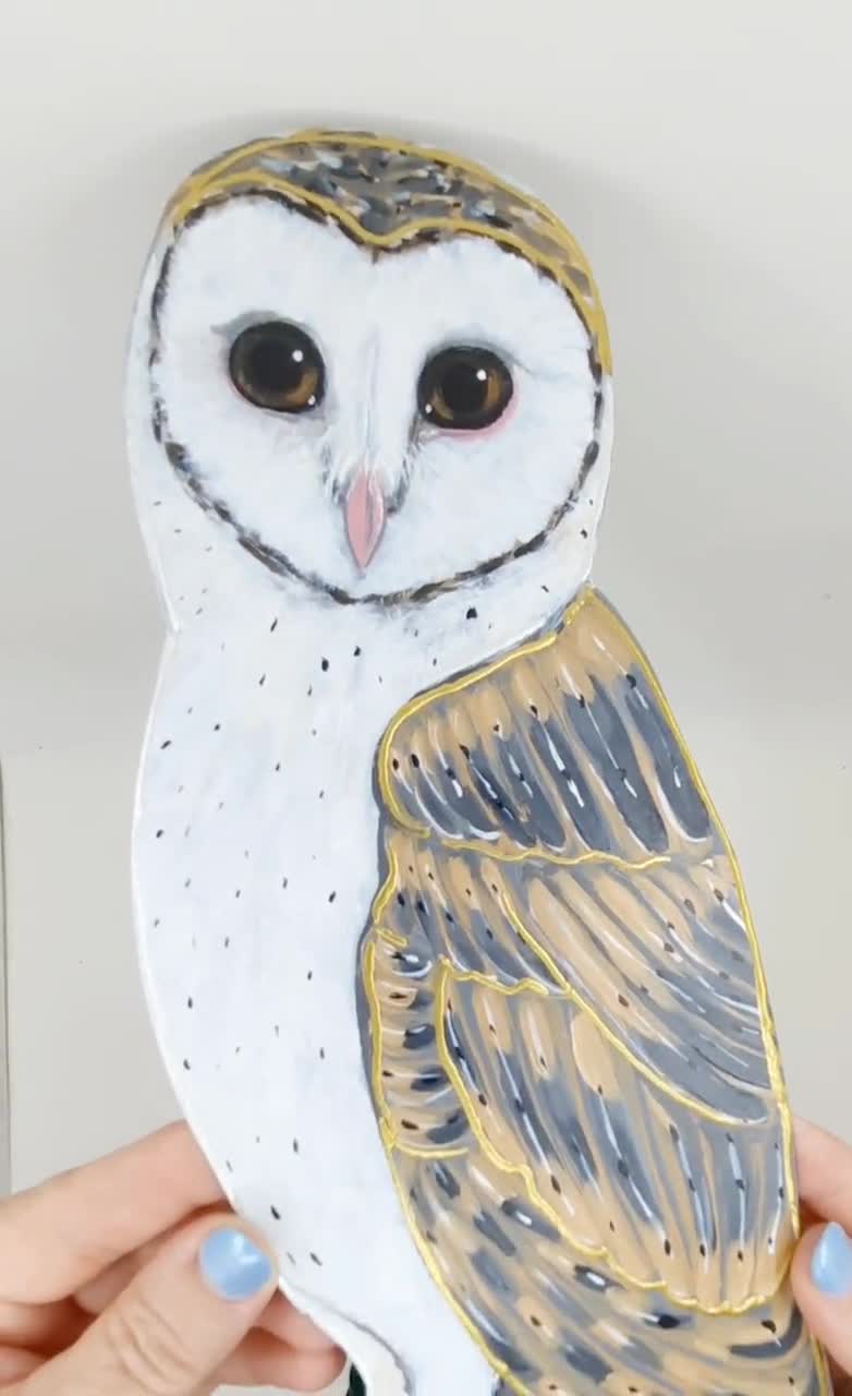 Hand Painted Barn Owl Wall Art: Metal Woodland Decor - Etsy