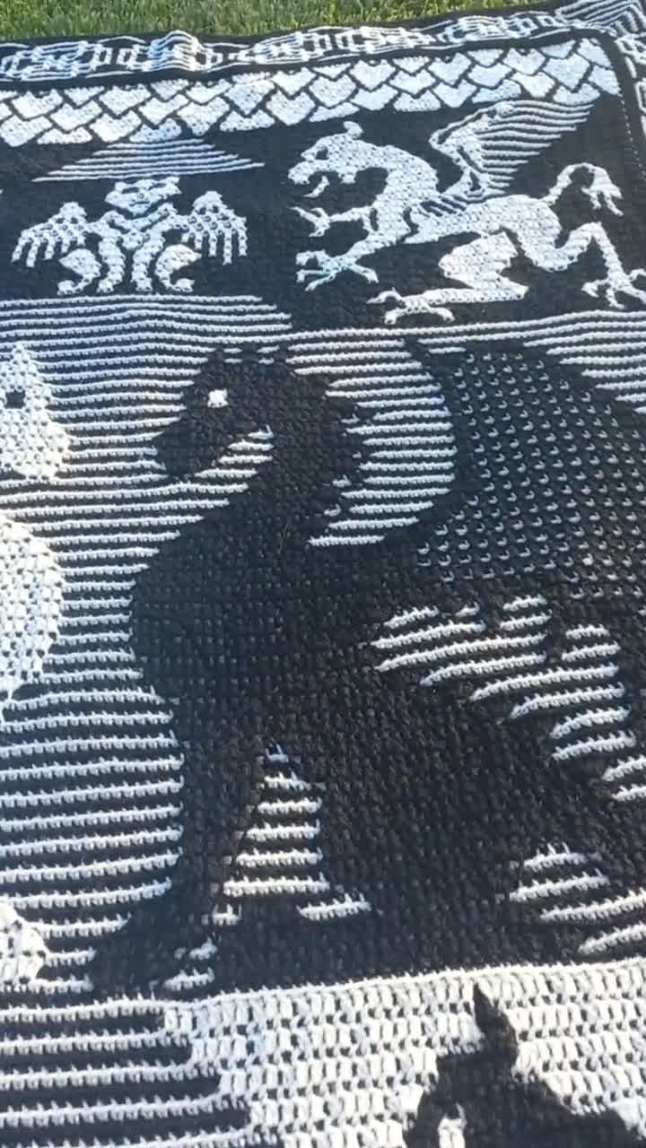 Dragons overlay mosaic crochet blanket video poster