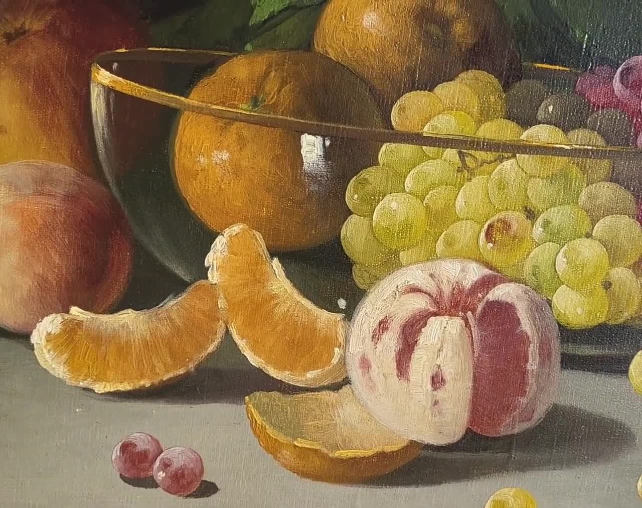 19世紀の邸宅所蔵品。写実的なオレンジの果物を描いた古典的な静物画