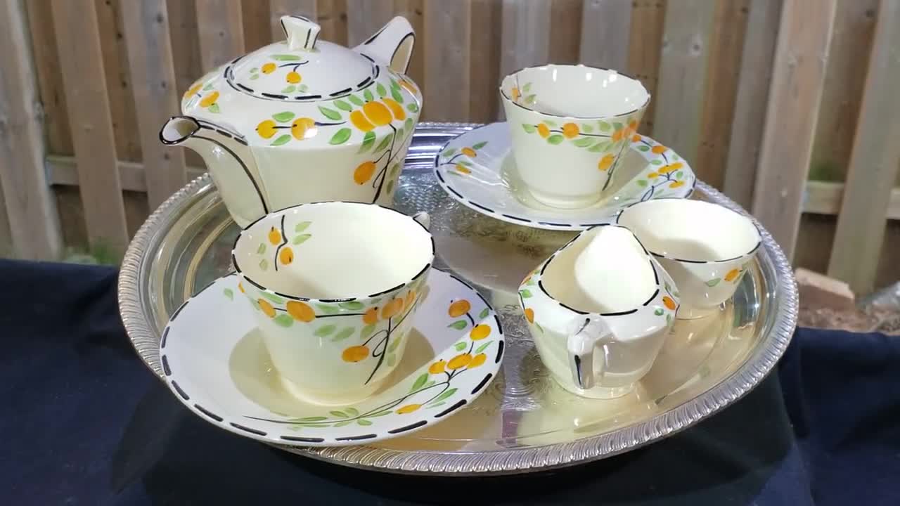Rare Vintage Crown Ducal Art Deco Tea for Two Set - 1930s