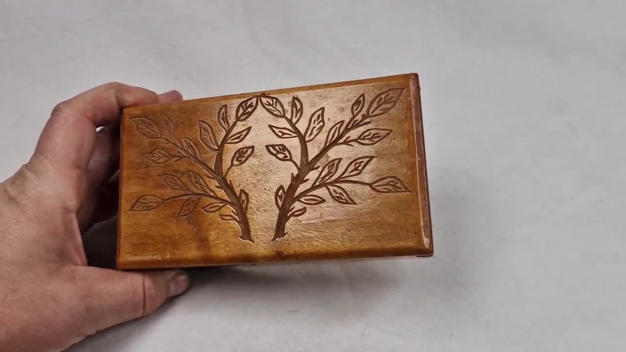 Norwegian Traditional Wooden Box. Hinged Lid Treasure Box
