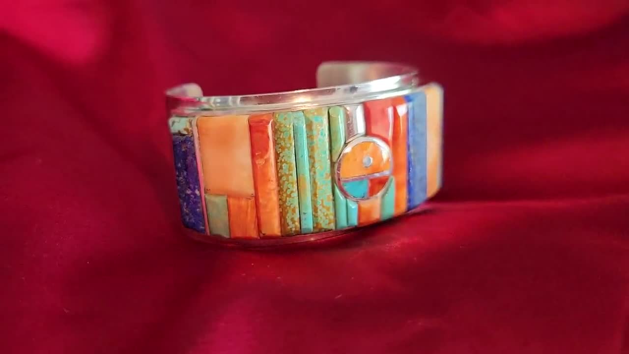 Omg Cardinal Handmade Vintage Native American Navajo Sterling Silver Inlay Bracelet Omg Cardinal Handmade Vintage Native American Navajo Sterling Silver Inlay Bracelet
