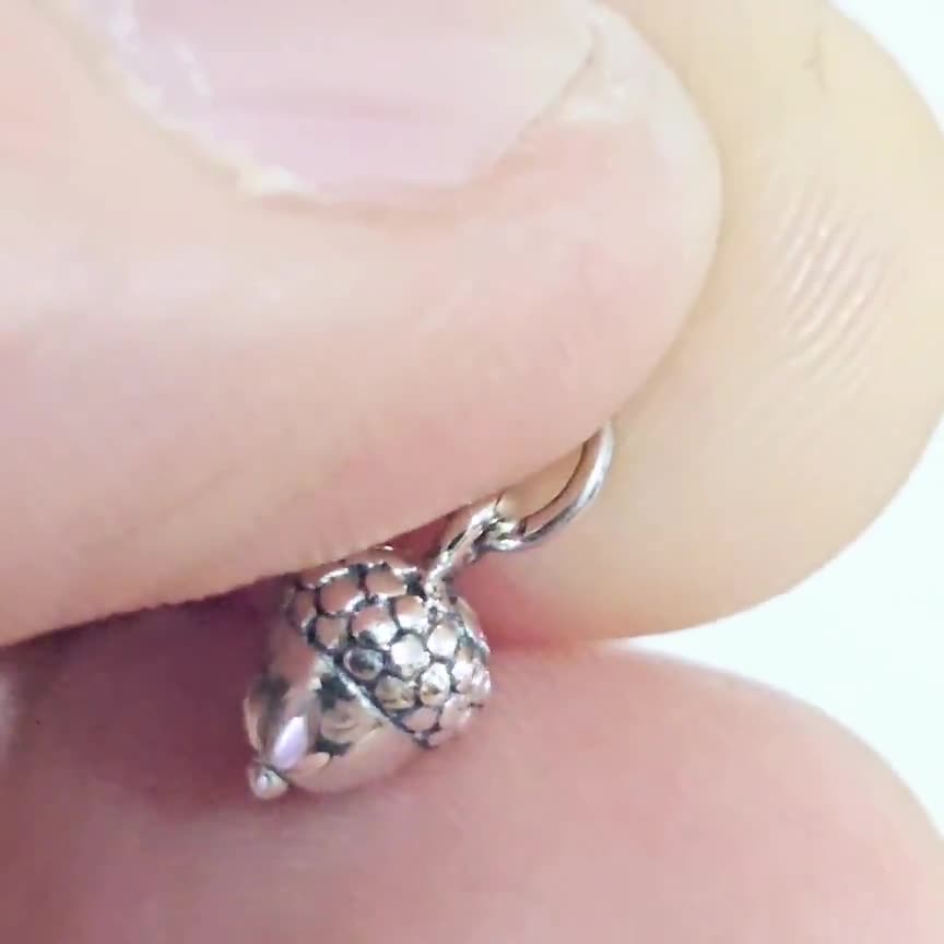 Ciondolo Piccolo Ghianda In Argento Sterling .925 X1 Ciondoli Ghiande E Alberi D