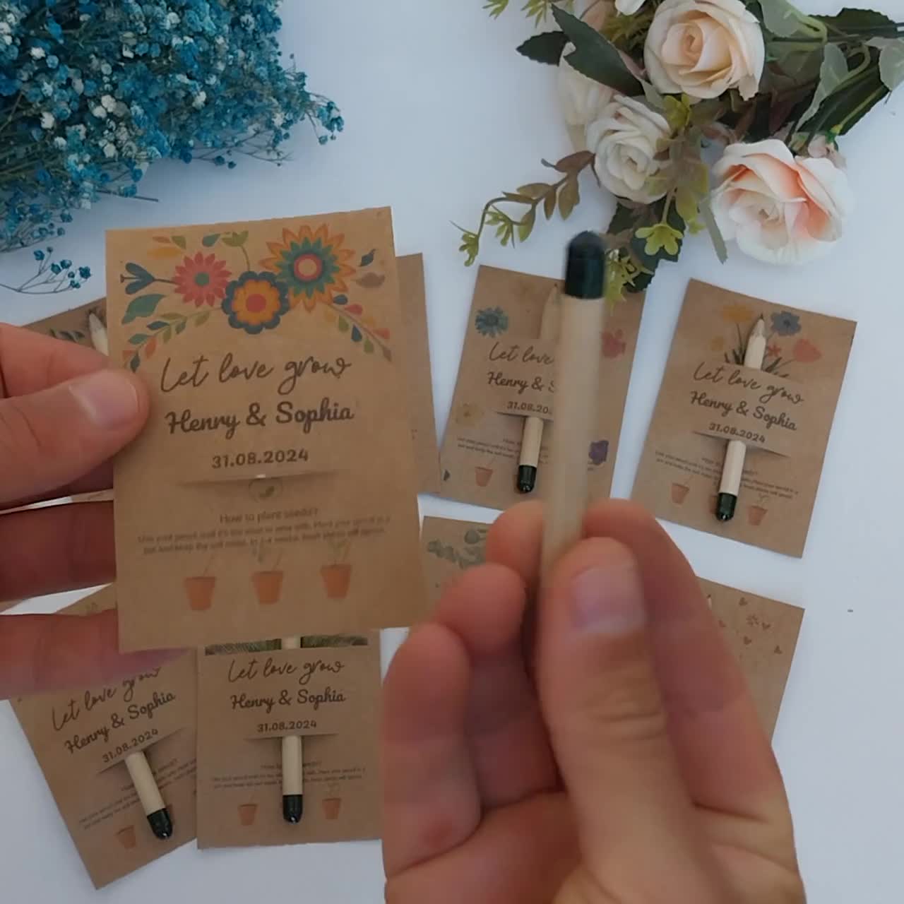 Gepersonaliseerde pennen voor plantbare zaden: milieuvriendelijk bedankje video poster