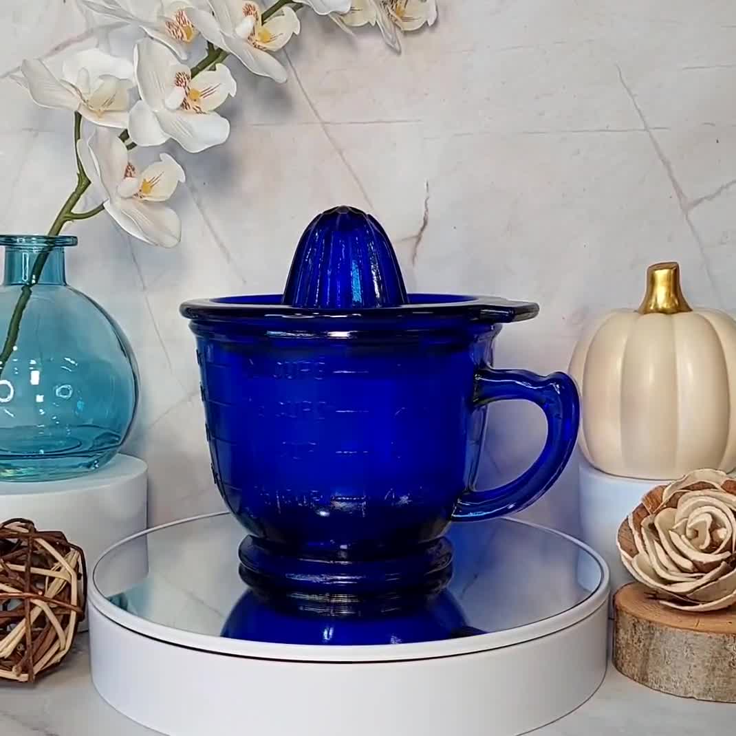 Cobalt Blue Juicer Reamer & 2 Cup Measuring Cup, Huge 2 PC
