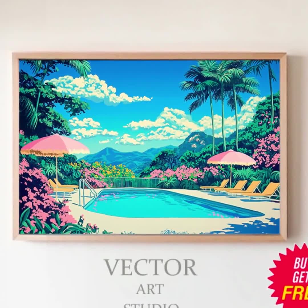 Vintage Poolside Vibes PRINTABLE Art | Swimming Pool