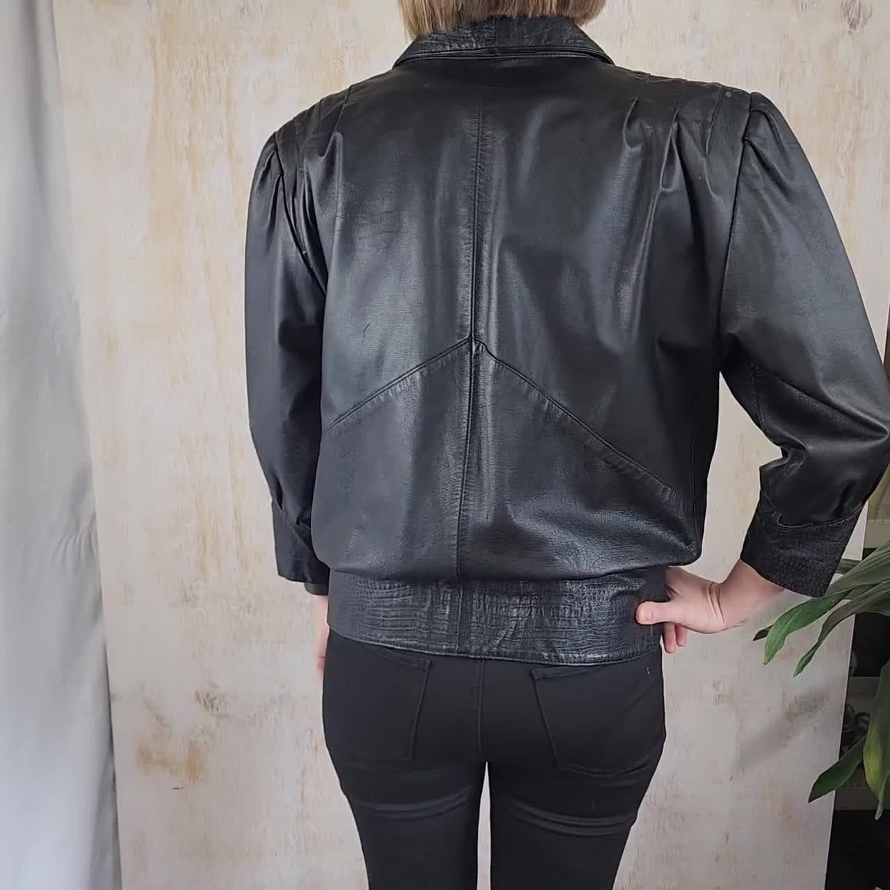 ジャケット・アウター 80svitage A-2 real leather bomber jacket Mens Faux Leather Bomber Jacket 90s Vintage Biker Jackets