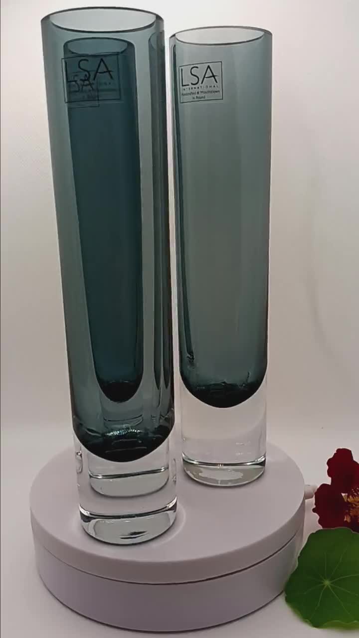 1 Smoke Blue LSA International Handcrafted Glass Bud Vase