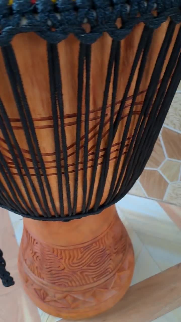 Collana a tamburo africano in legno per strumenti Djembe tamburo per decorazione e regali (stile casuale