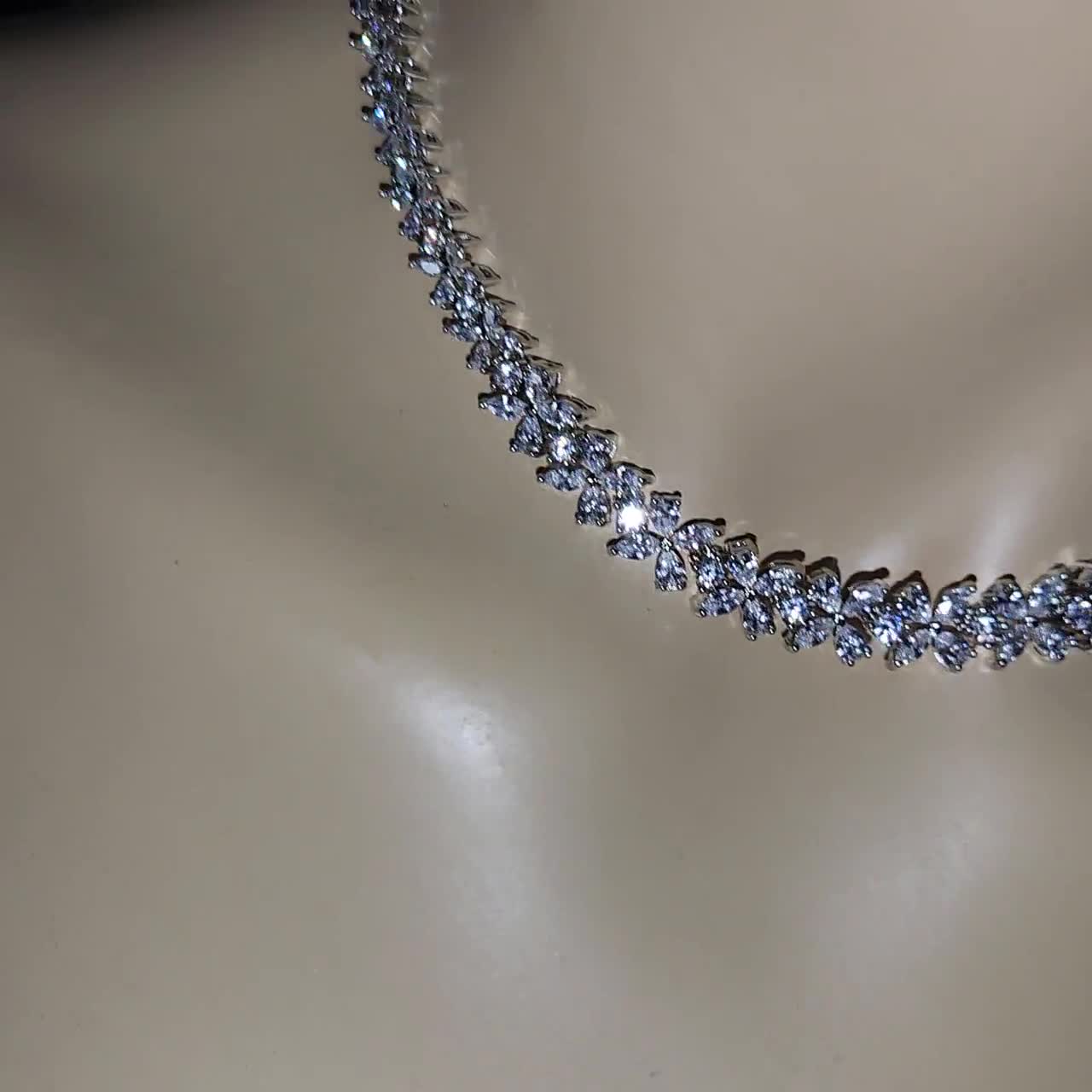 Set Di Gioielli Strass Per Sposa Matrimonio Argento Orecchini Collana