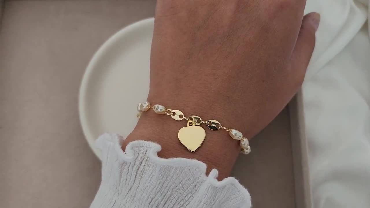 Bracciale Regolabile Con Perle E Citazione Just Be Yourself, Ciondolo A Cuore, In Pietra E Acciaio, Regalo Donna