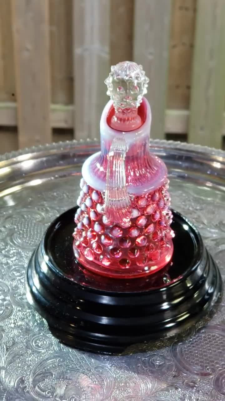 Vintage Fenton Cranberry Pink Opalescent Hobnail Cruet With