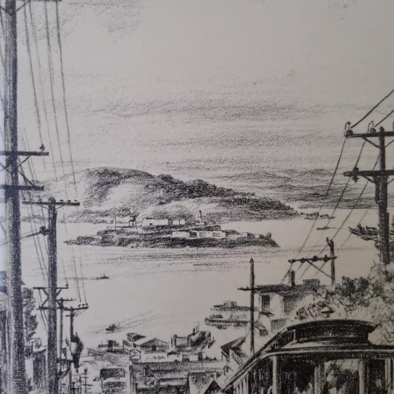 Alec Stern Original Etching | San Francisco Hyde Street Hill Print