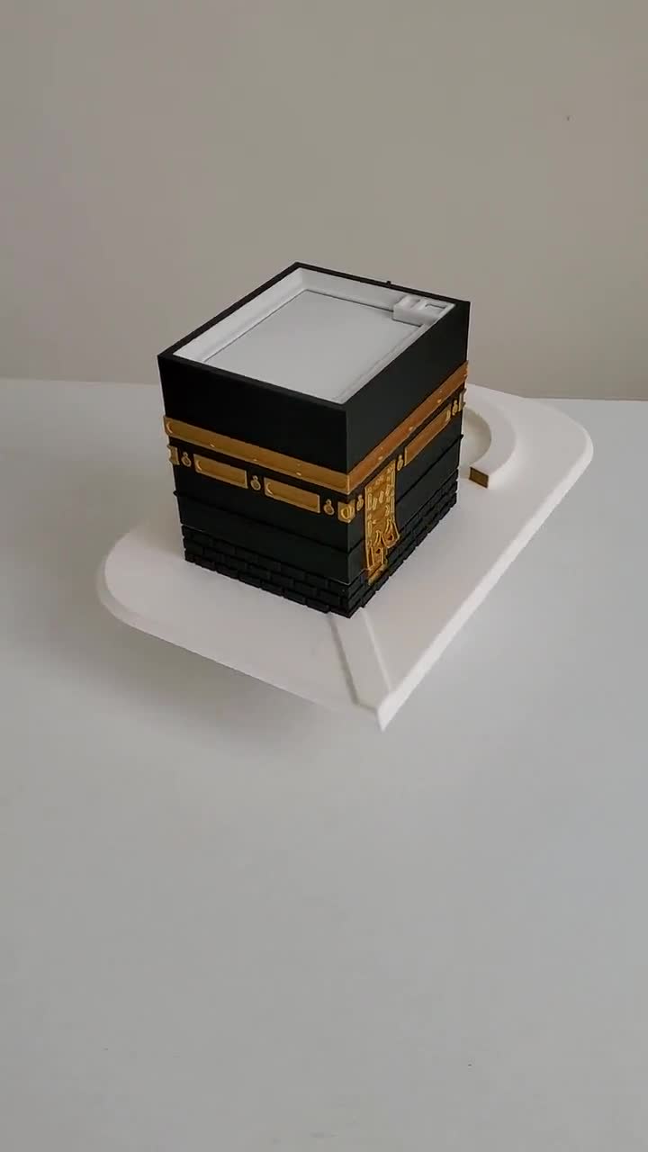 Set Di 3 Modelli Della Kaaba In Cristallo Dorato – Replica Architettura Islamica, Souvenir Regalo Per Casa O Auto