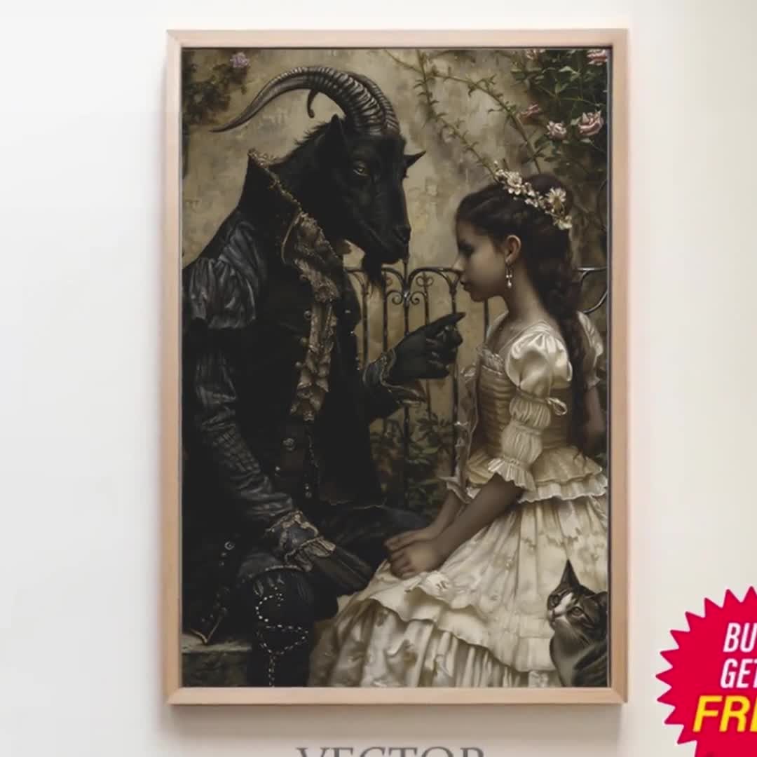 Old Nick and Witch - Dark Academia Poster, Gothic Witchcraft