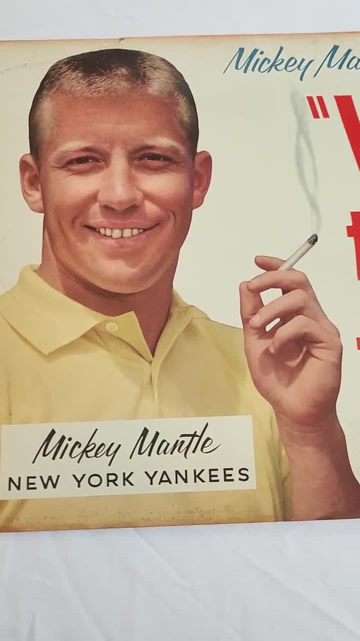 Vintage Mickey Mantle Viceroy Cigarette Advertising Sign Panel