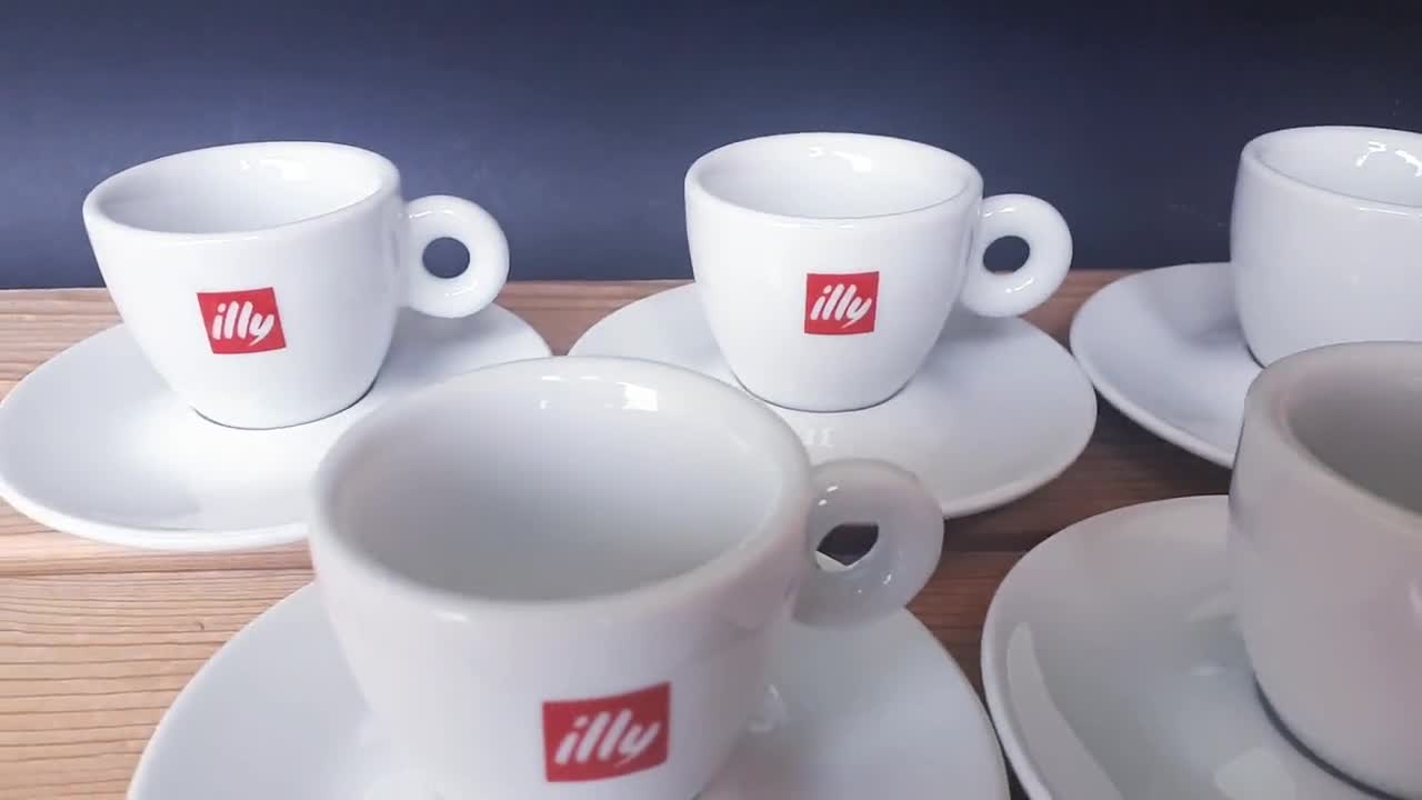 Lot 6 Tasses à Espresso Illy Collection 2001 – Céramique Vintage