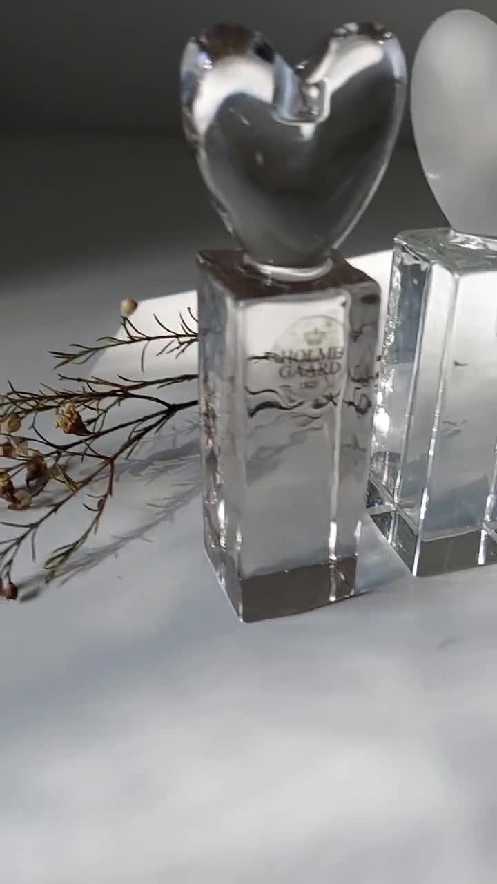Holmegaardホルムガード　キャンドルホルダー　北欧ヴィンテージ ヴィンテージ Holmegaard フロストガラス ハート キャンドル ホルダー